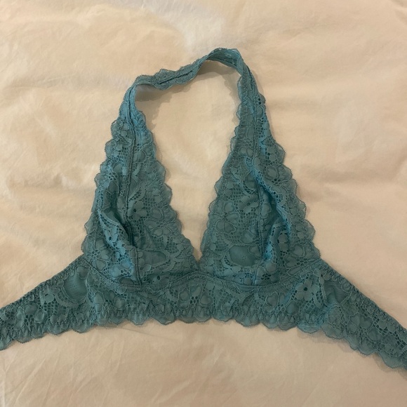 Free people teal lace halter bralette - Picture 2 of 3